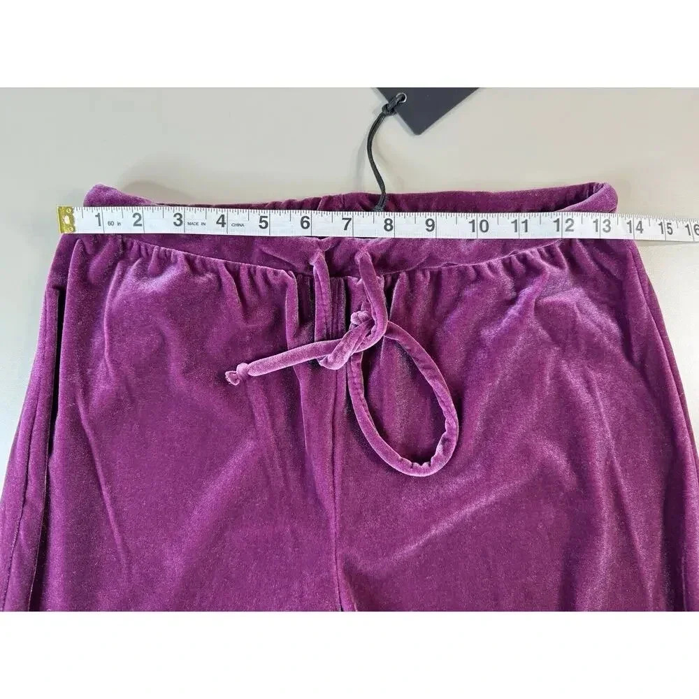 Chaser Women’s Wide Leg Velvet Pants Size Small Purple Drawstring Lounge Cozy - Picture 4 of 11
